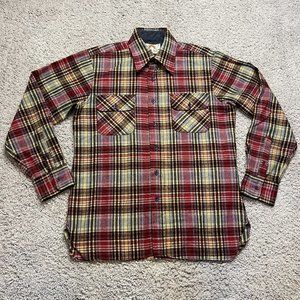 Vintage 60s/70s Saturdays In California Wool Plaid Western Button Down M